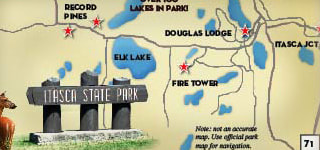 Itasca State Park map drawing